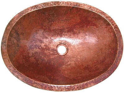copper bathroom sink undermount hammered oval natural