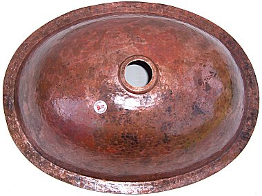 Undermount Hammered Oval Natural Bathroom Copper Sink Details