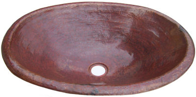 Natural Hammered Oval Bathroom Copper Sink Close-Up