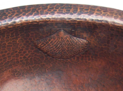 Hammered Oval Oyster Bathroom Copper Sink Close-Up