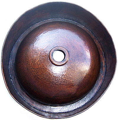 Hammered Round Apron Bathroom Copper Sink Details