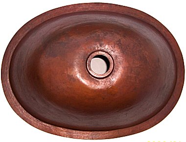 Terra Undermount Hammered Oval Bathroom Copper Sink Close-Up