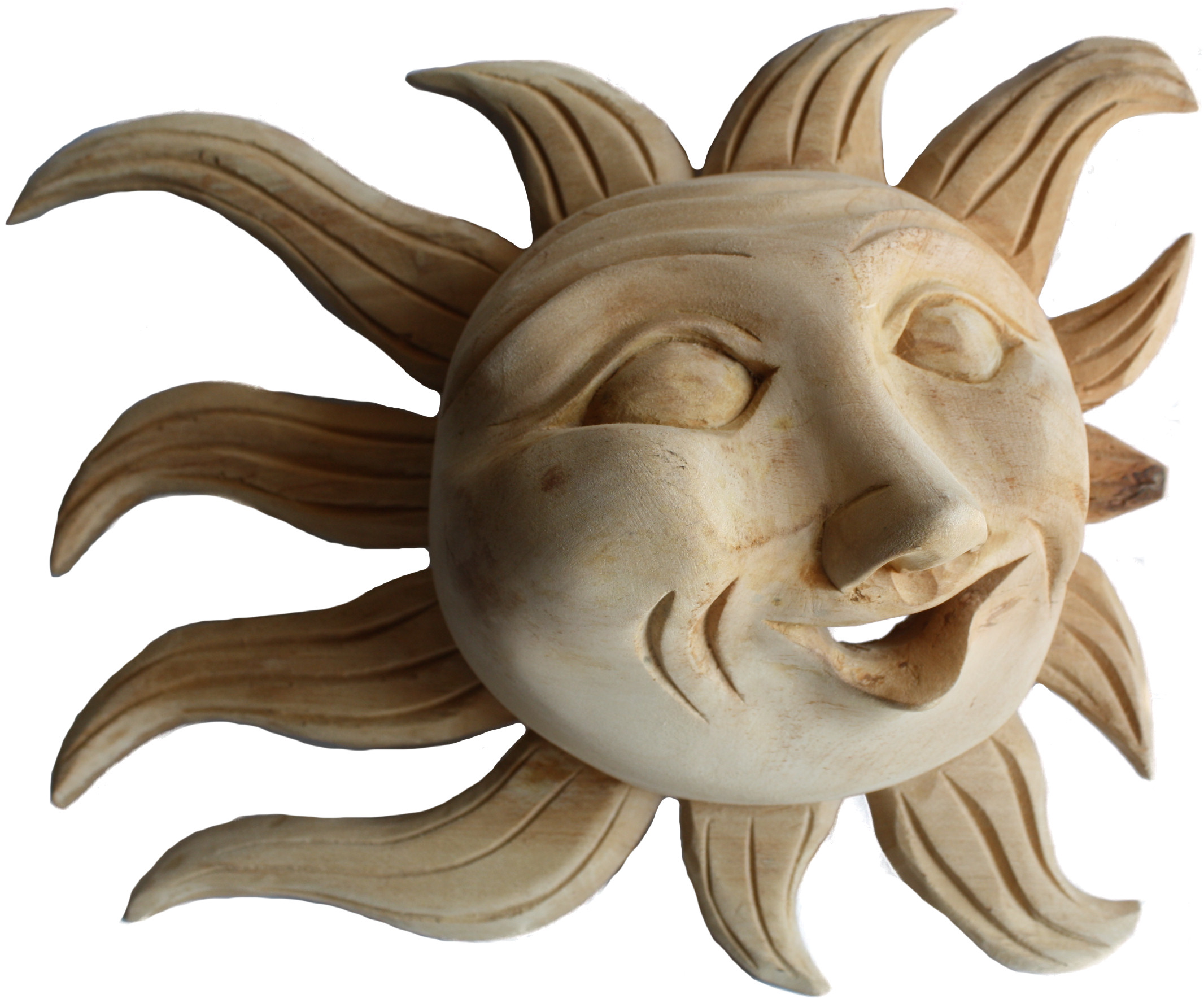 Medium Natural Carved Wood Sunface