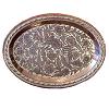 Folk Art Oval Silver & Copper Tray
