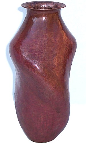 Small Triangular Twisted Hammered Copper Vase