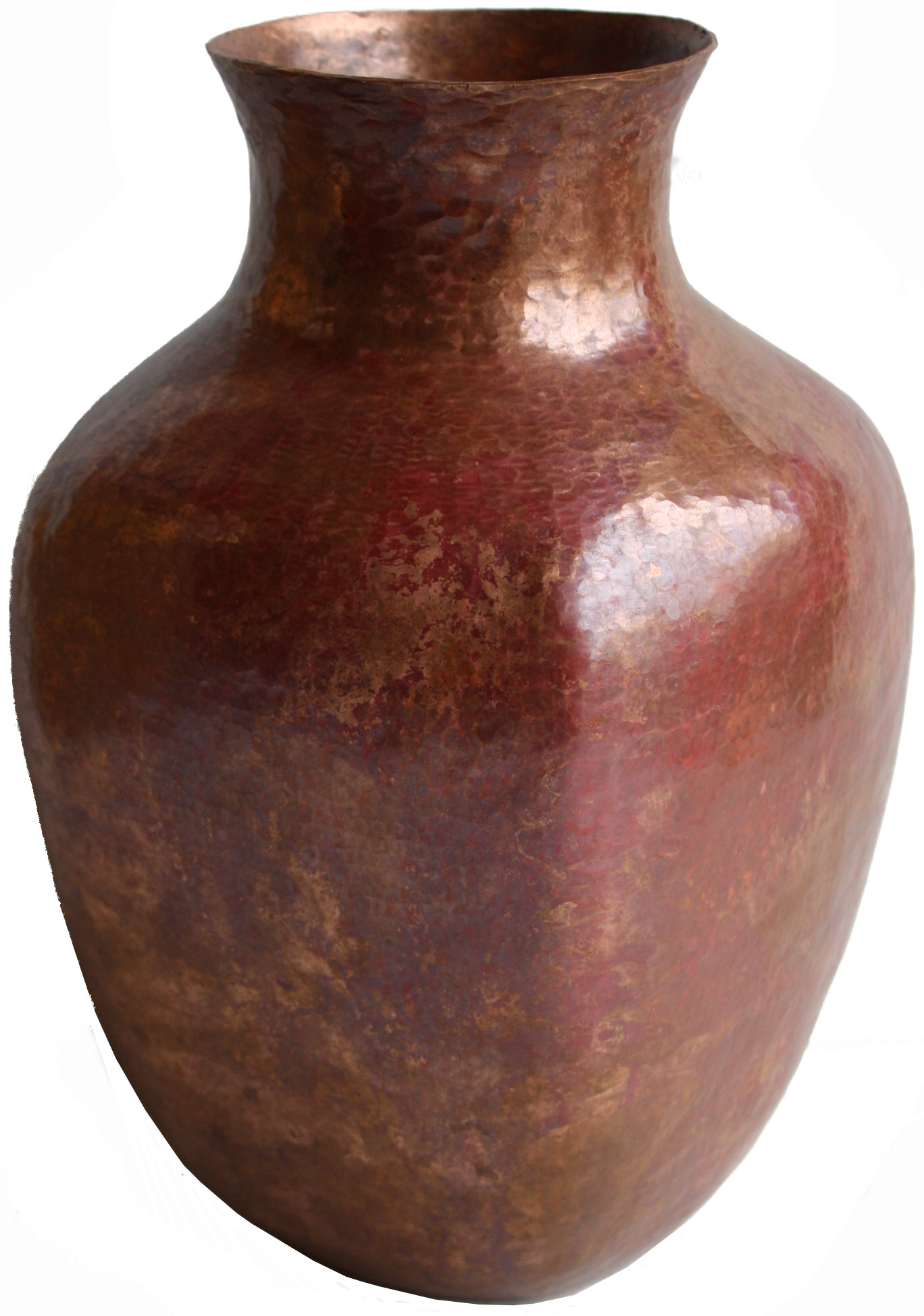 Big Squared Hammered Copper Vase