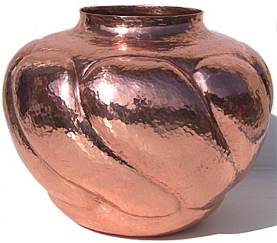 Arts & Crafts Twisted Polished Copper Vase