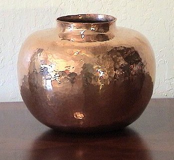 Folk Art Polished Rounded Copper Vase
