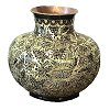 Folk Art Round Silver & Copper Vase