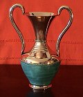 Folk Art Turquoise/Patina Copper Pitcher