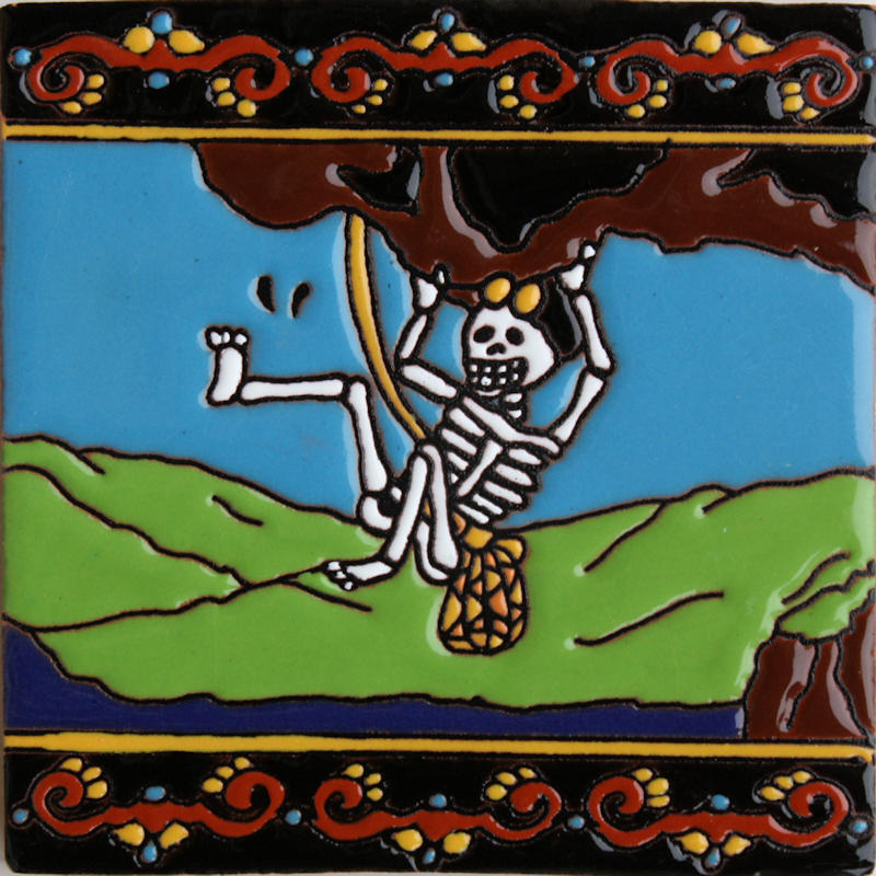 Cliffhanger. Day-Of-The-Dead Clay Tile
