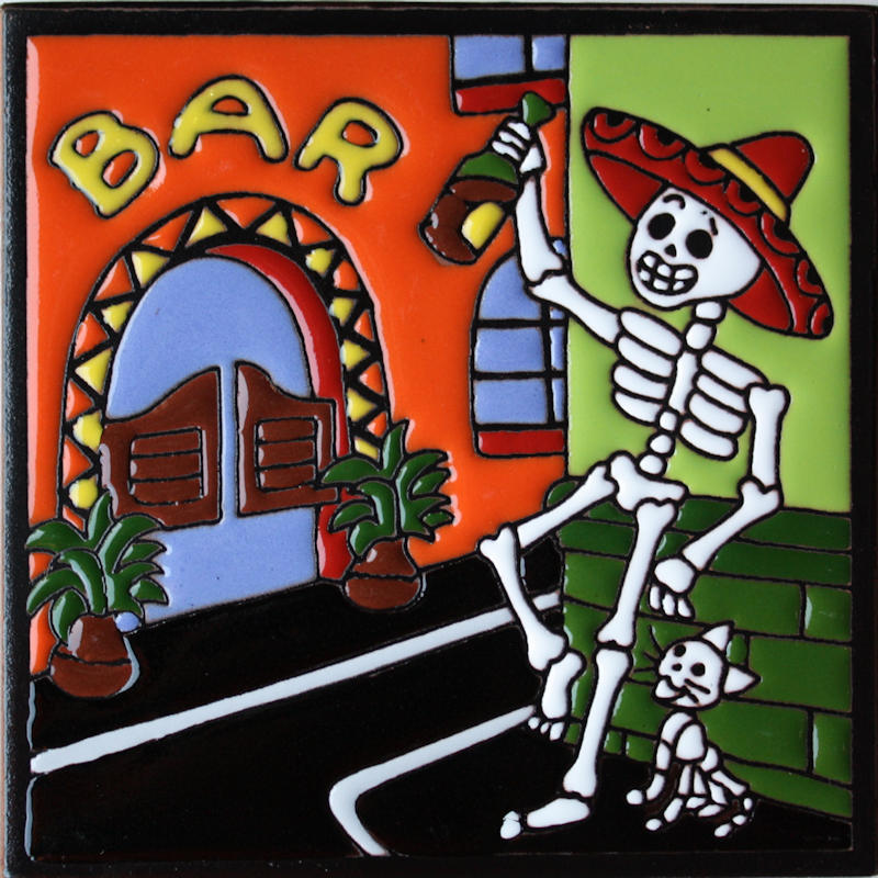 Happy Hour. Day-Of-The-Dead Clay Tile