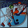 TalaMex Hockey On Ice. Day-Of-The-Dead Clay Tile