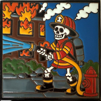 Cooking. Day-Of-The-Dead Clay Tile