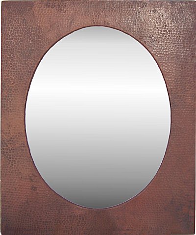 Small Hammered Oval Copper Mirror