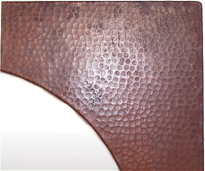 Small Hammered Oval Copper Mirror Close-Up