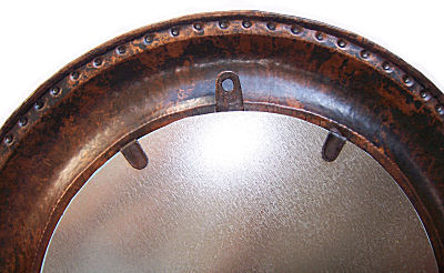 Big Round Hammered Copper Mirror Details