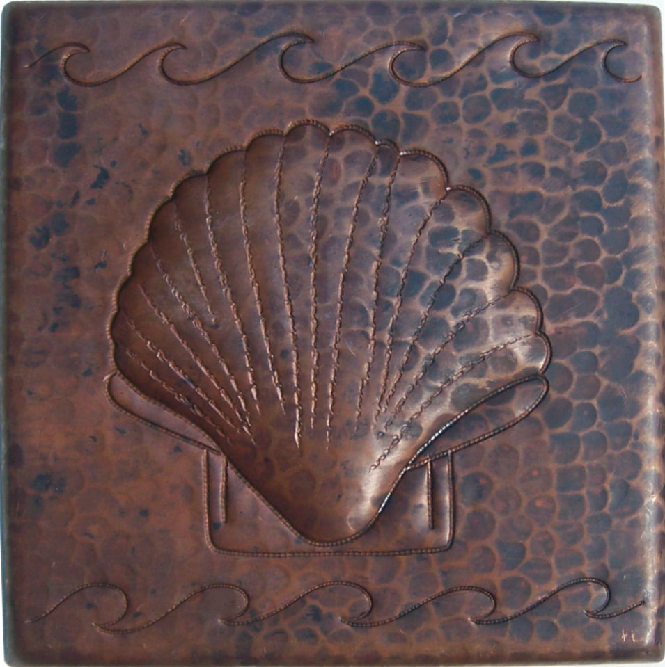 Shell Hammered Copper Tile