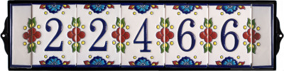 Wrought Iron House Number Frame Mission 6-Tiles Close-Up