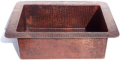 Hammered Flat Copper Kitchen Sink II Details