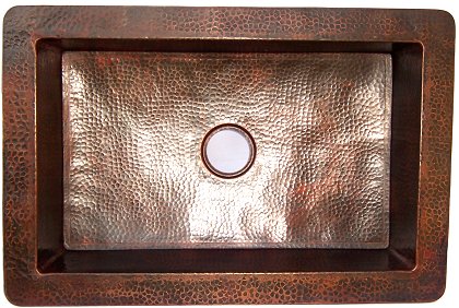Embossed Farmhouse Hammered Kitchen Copper Sink