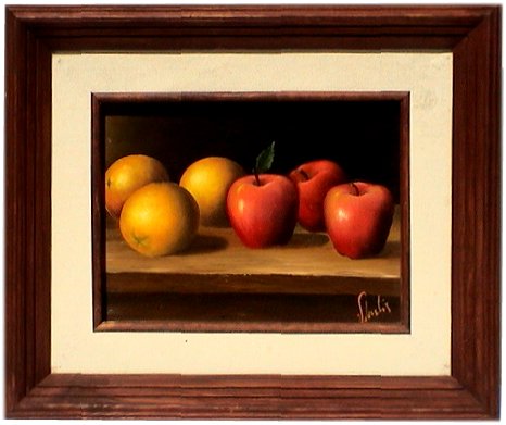 Oranges And Apples. Mexican Oil Painting