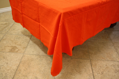 Orange Rectangular Mexican Tablecloth 6 Napkins Close-Up
