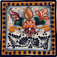TalaMex Tecali Square Hand-made Colorful Mexican Talavera Ceramic Coaster-Trivet