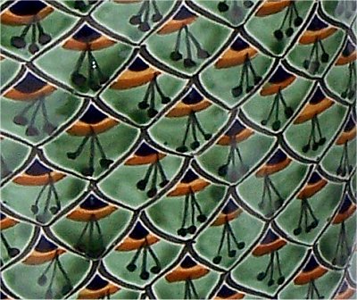 TalaMex Green Peacock Talavera Ceramic Bathroom Set Close-Up