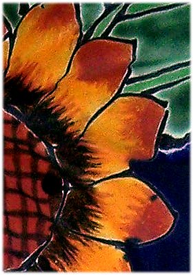 TalaMex Sunflower Talavera Ceramic Butterfly Set (3) Close-Up