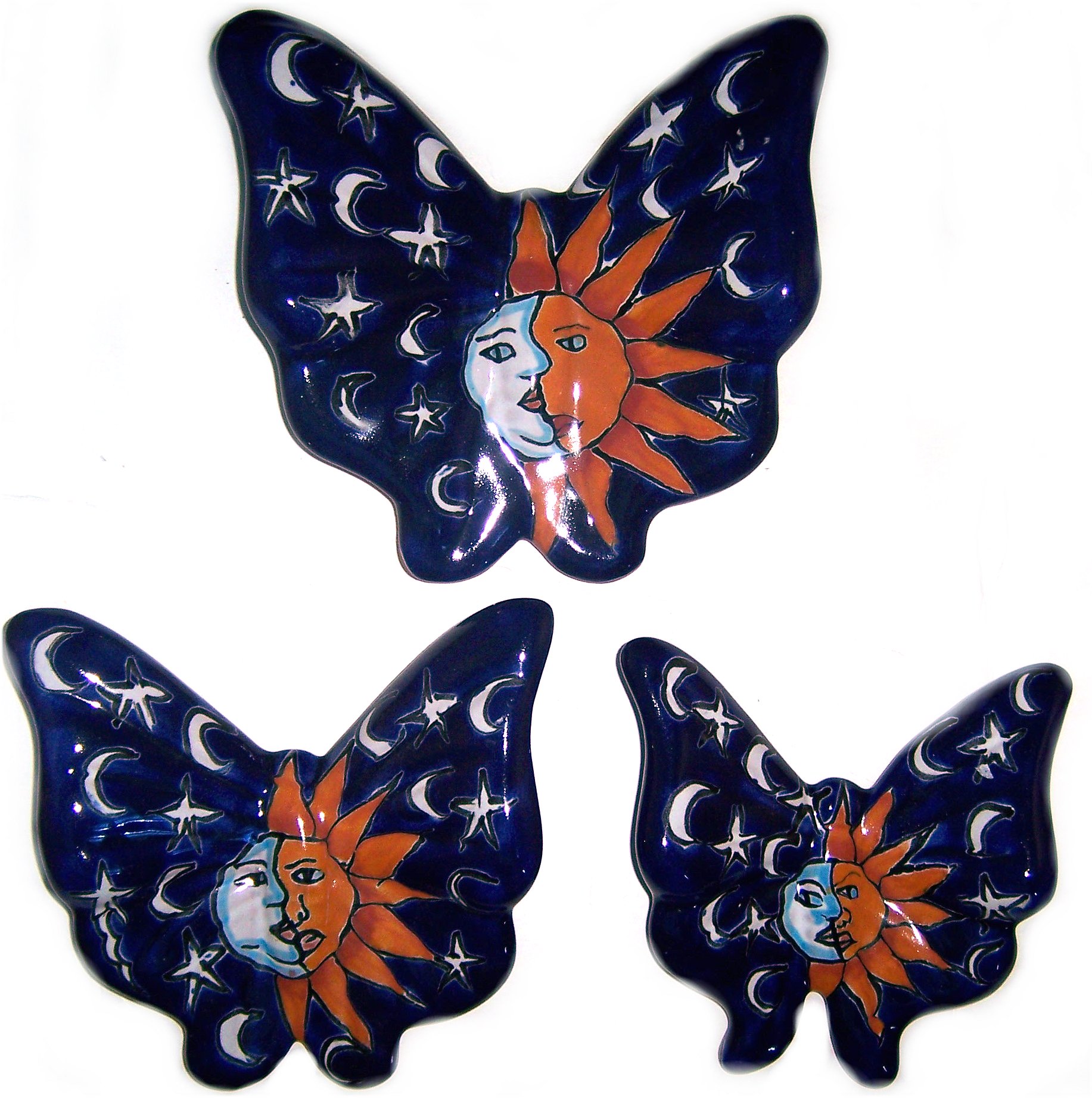 TalaMex Eclipse Talavera Ceramic Butterfly Set (3)