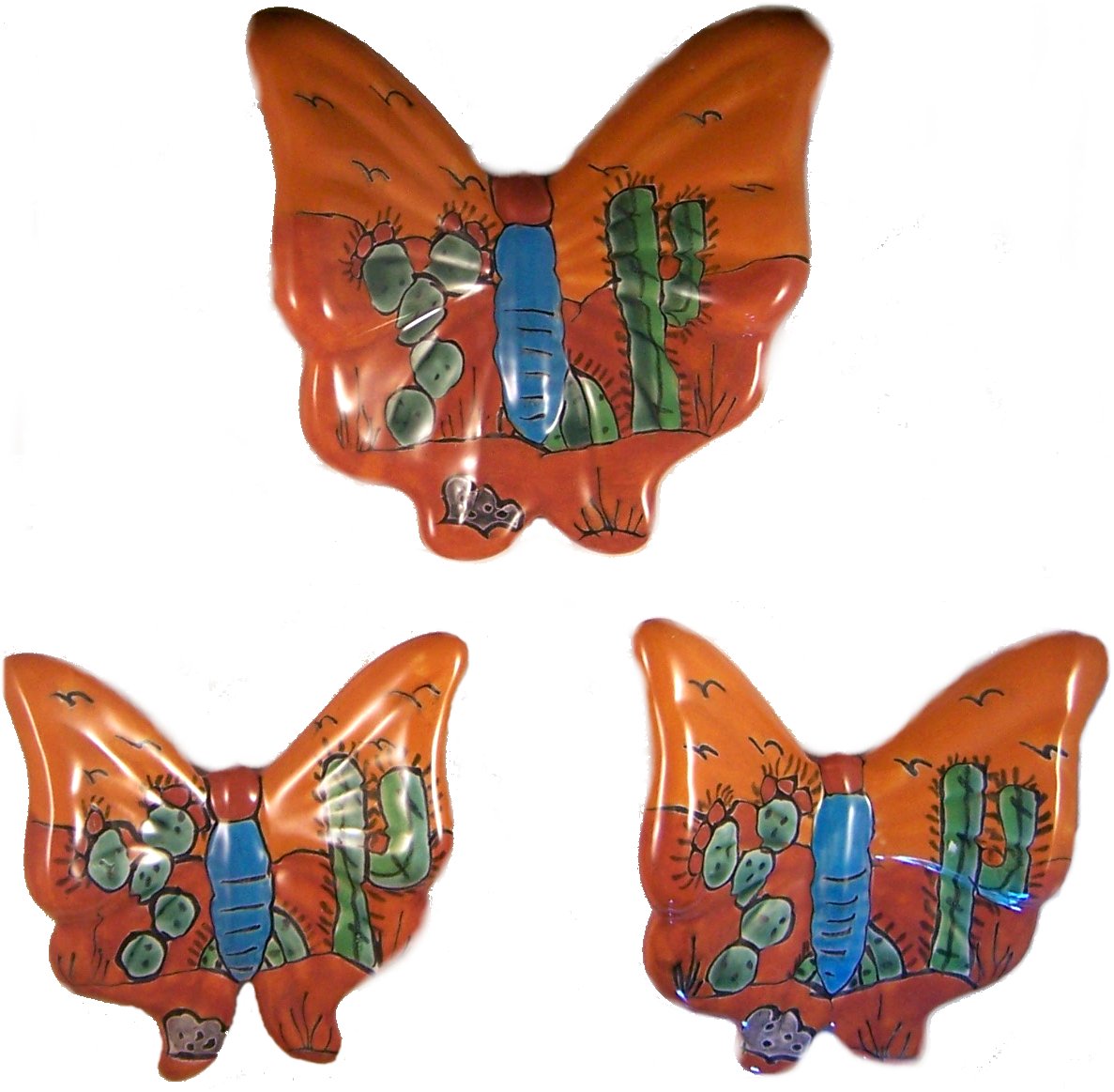 TalaMex Desert Talavera Ceramic Butterfly Set (3)