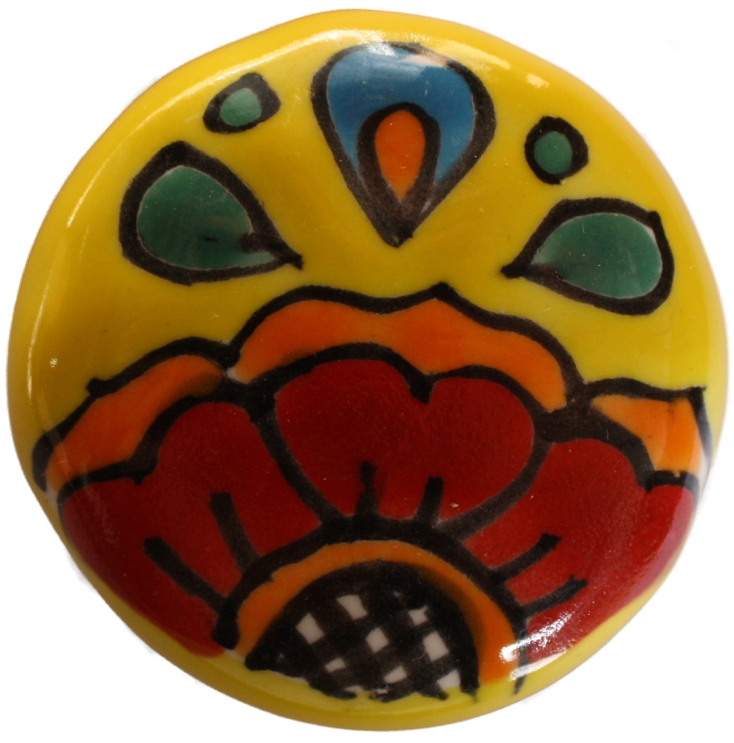 TalaMex Round Canary Talavera Ceramic Drawer Knob