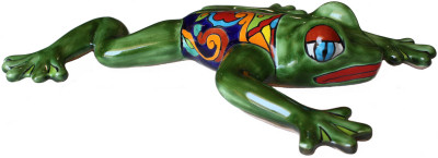 TalaMex Rainbow Ceramic Talavera Frog Close-Up