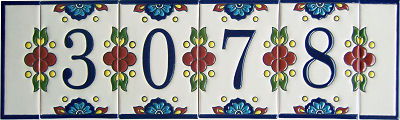 TalaMex Mexican Talavera Mission Tile House Number Eight Details