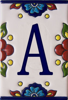 TalaMex Mexican Talavera Mission Tile House Letter A