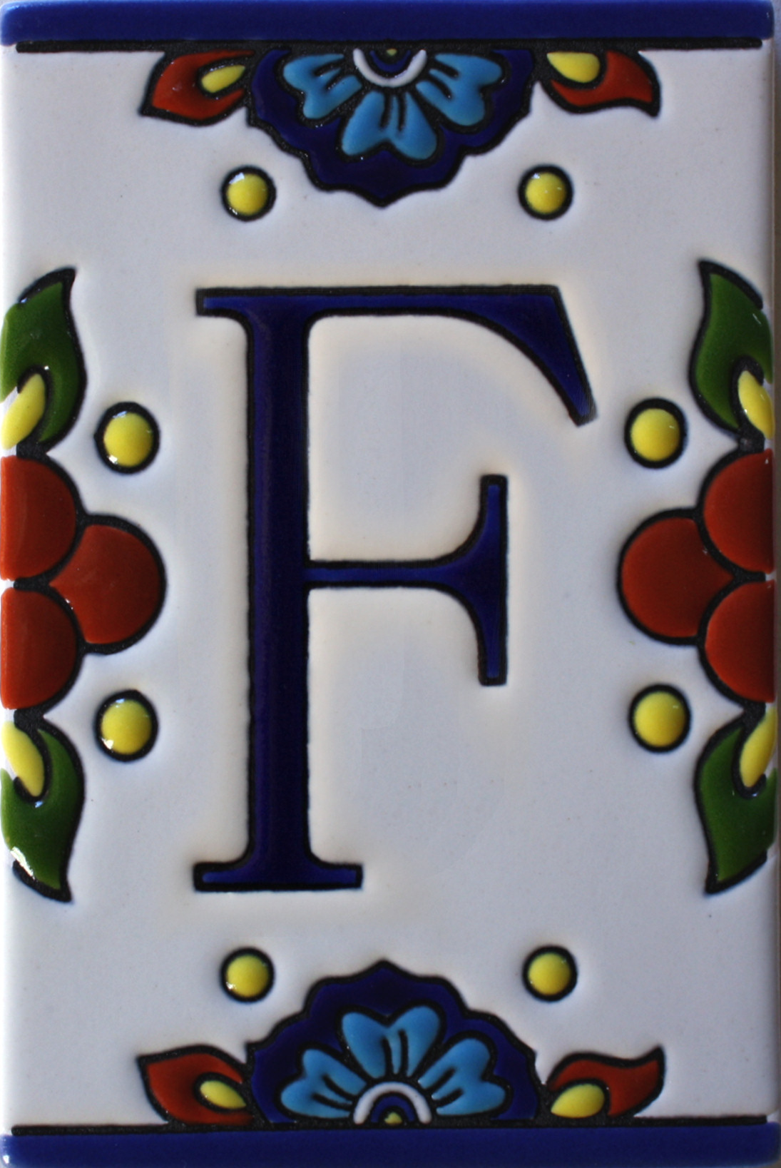 TalaMex Mexican Talavera Mission Tile House Letter F