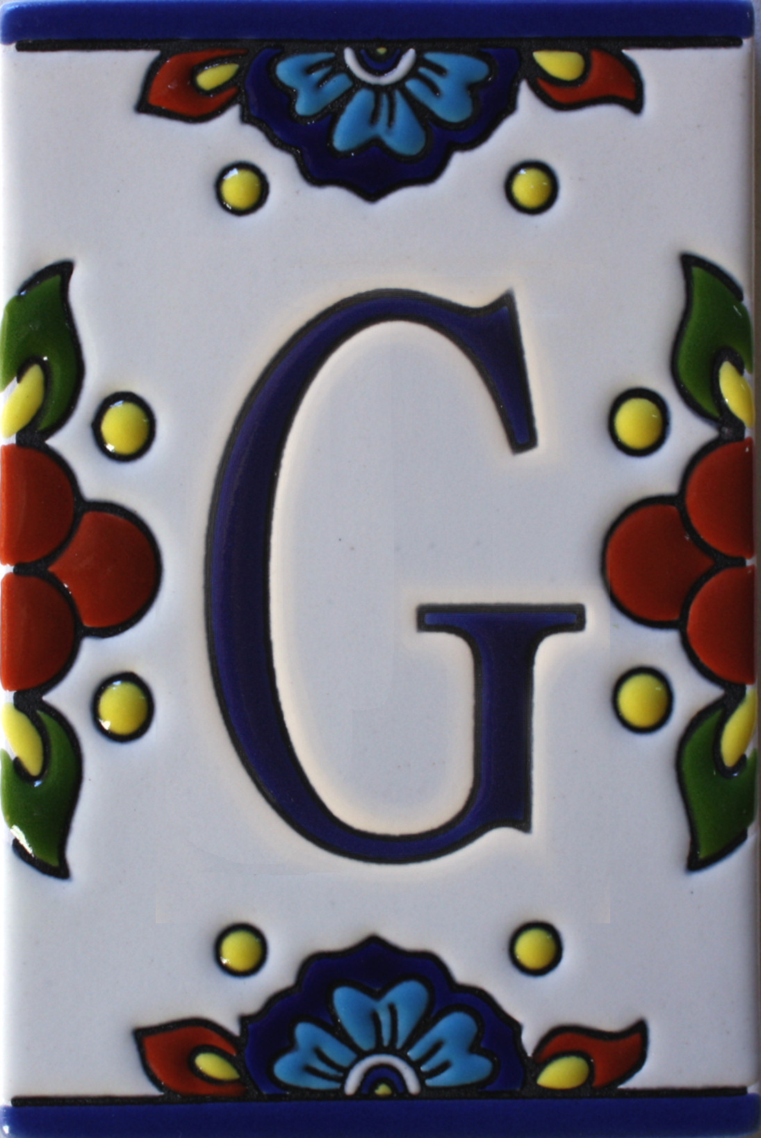 TalaMex Mexican Talavera Mission Tile House Letter G