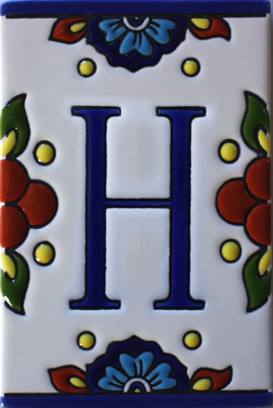 TalaMex Mexican Talavera Mission Tile House Letter H