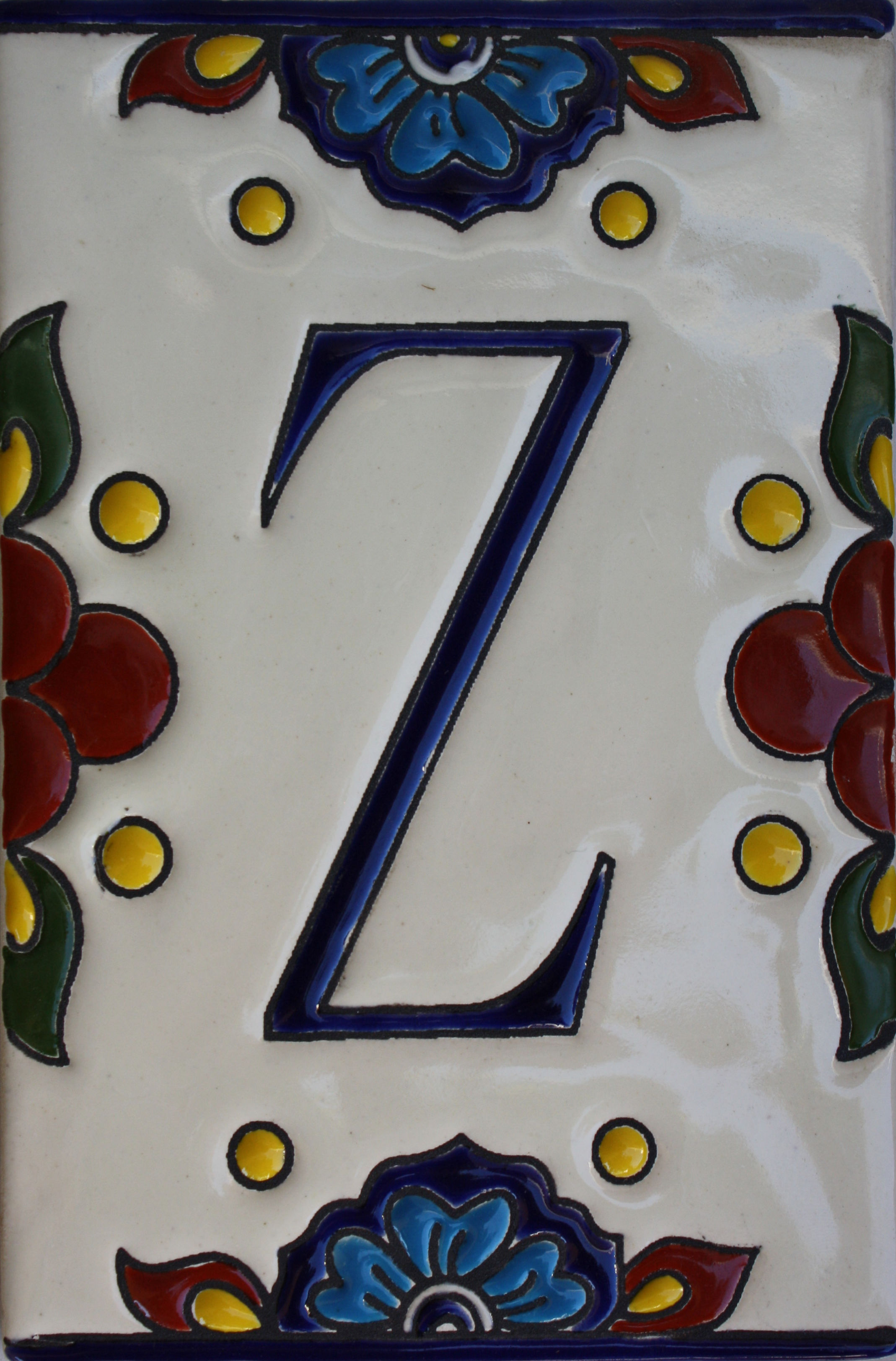 TalaMex Mexican Talavera Mission Tile House Letter Z