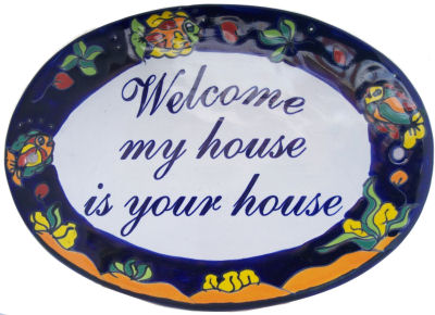 Fish Talavera Ceramic House Plaque. Welcome my house is your house