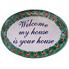 Peacock Talavera Ceramic House Plaque. Welcome my house is your house