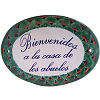 Peacock Talavera House Plaque. Bienvenidos a la casa de los abuelos