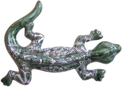 Green/White Garden Ceramic Lizard