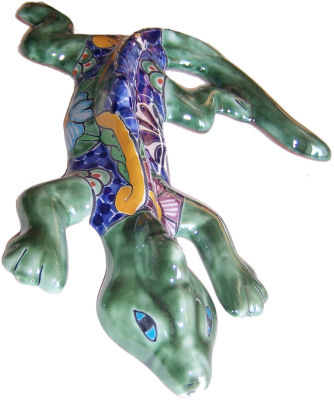 TalaMex Colorful Garden Ceramic Lizard Close-Up