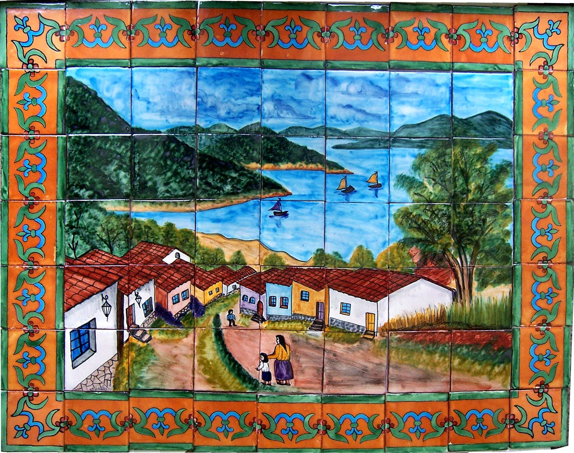 TalaMex Patzcuaro Lake Clay Talavera Tile Mural
