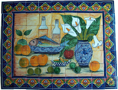 Fish Bodegon. Clay Talavera Tile Mural