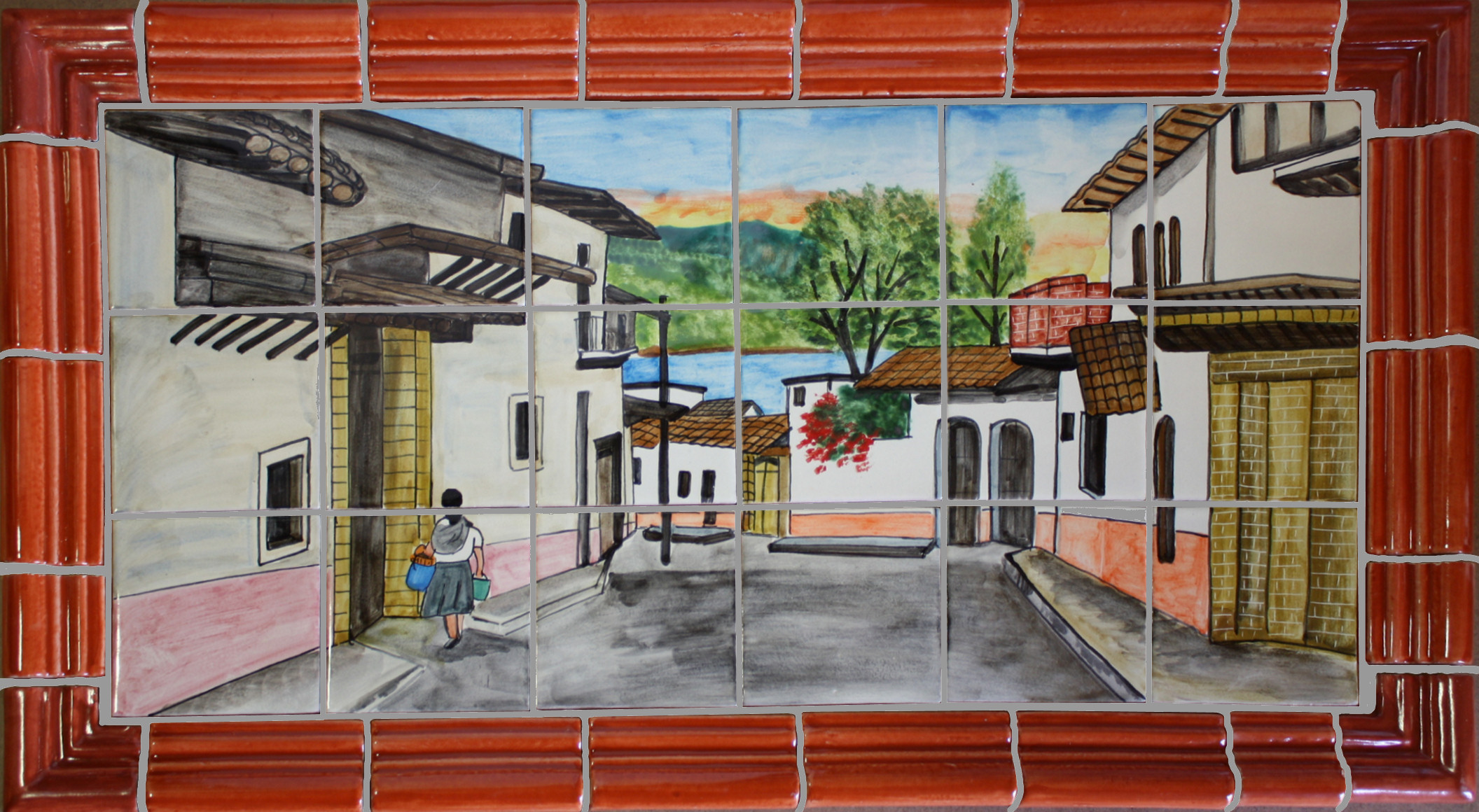 Little Town Mexican Talavera Tile Mural