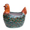 Green Peacock Chicken Talavera Ceramic Planter