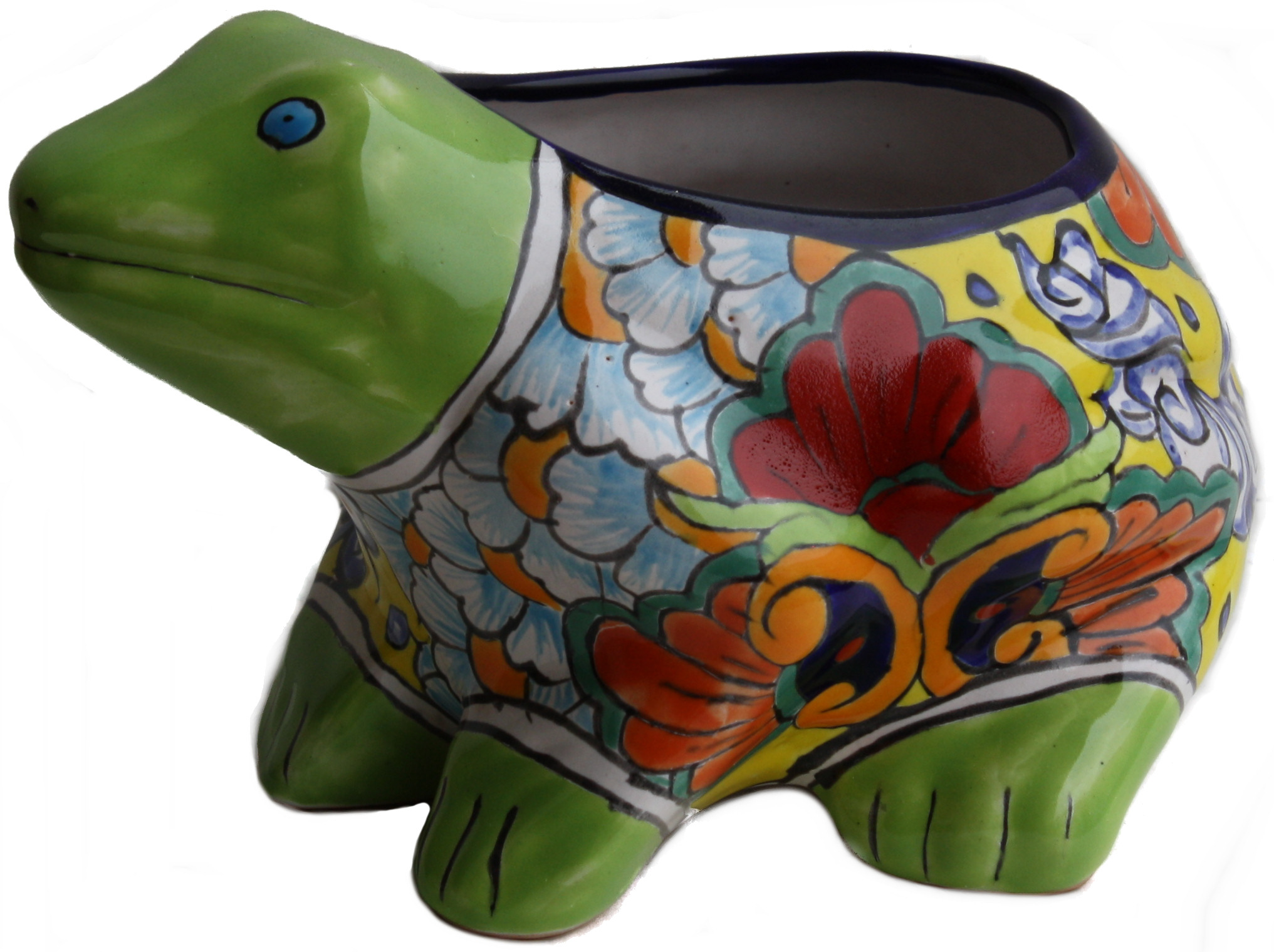 TalaMex Hand-Painted Mexican Rainbow Frog Talavera Ceramic Planter